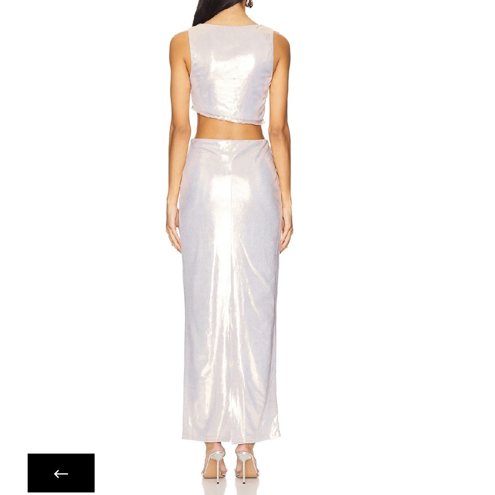 Revolve x superdown pearl maxi skirt holographic silver shimmer dress - Picture 3 of 10